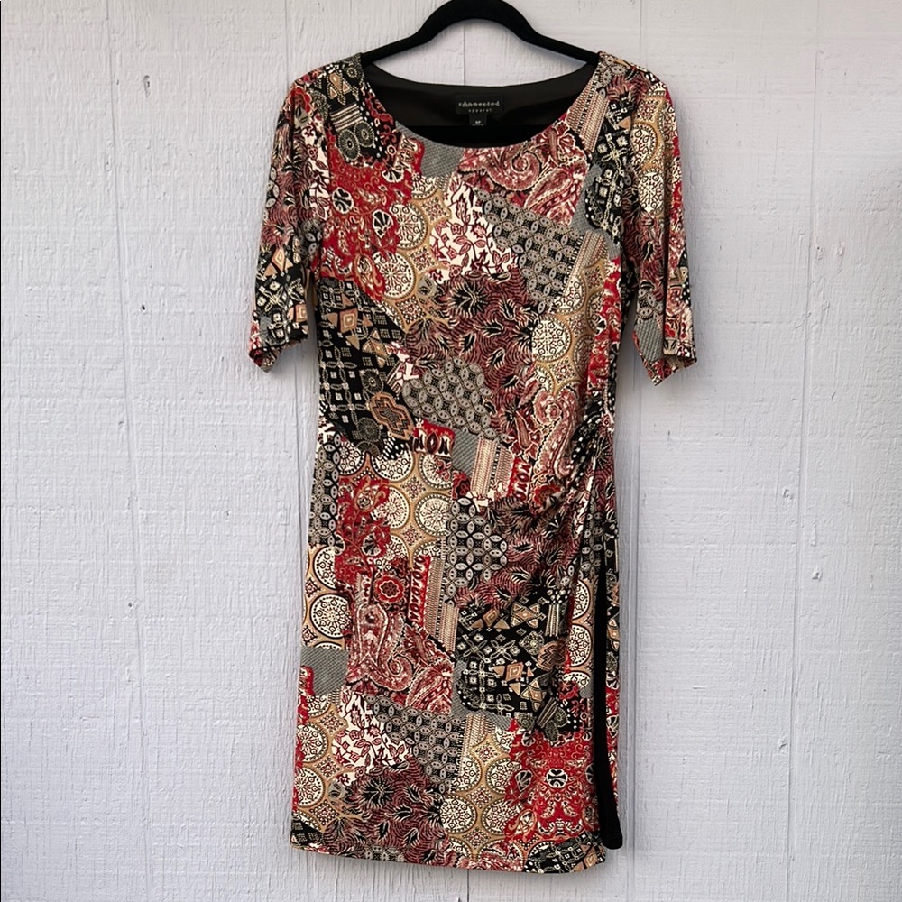 Connected Apparel Multicolor Patchwork Mini Dress - image 1